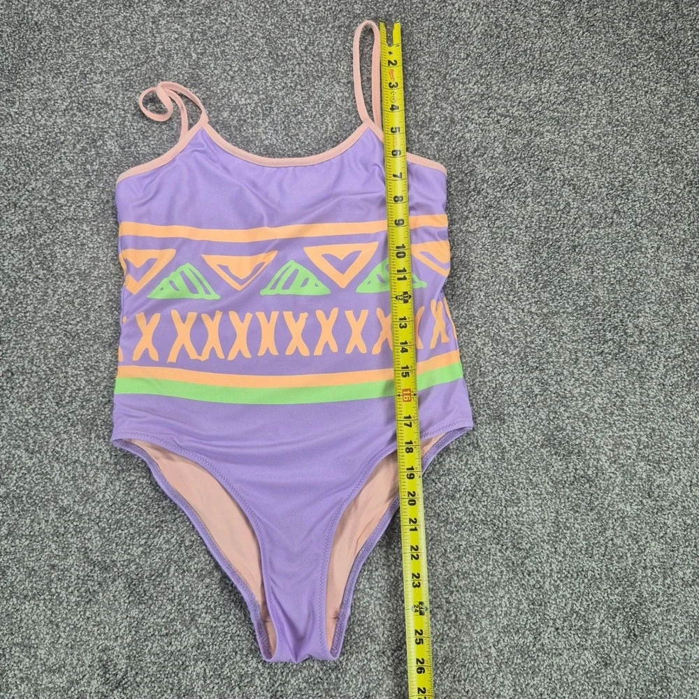 Chubbies Swimsuit Womens Medium Purple Geometric Retro One Piece Swimwear